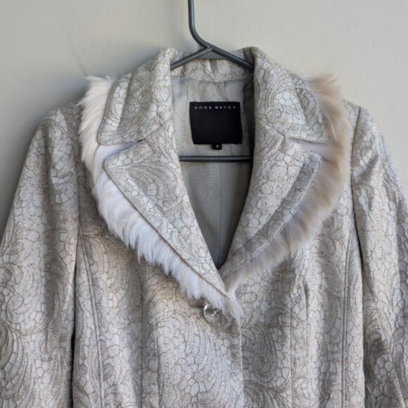 Ross Mayer gold/silver couture two piece suit skirt set With Feather Trim - Picture 12 of 17